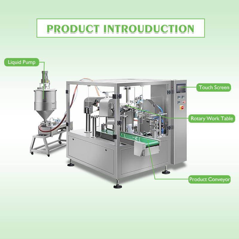 Multi-function Rotary packaging Stand up bag liquid chili sauce ketchup tomato paste nozzle pouch packing machine