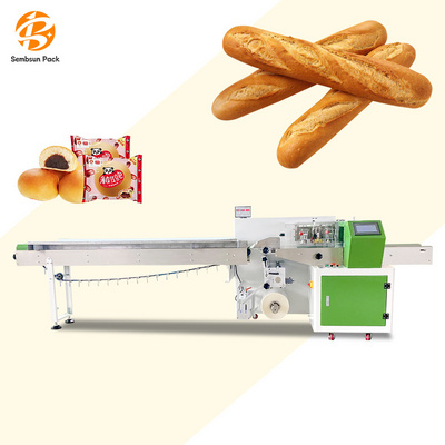 Automatic Horizontal pillow packaging bun nitrogen burger hamburgersliced toast pita croissant toast bread packing machine