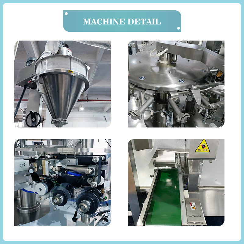 Automatic Plastic Premade Stand up zipper bag filling packaging Coconut Chocolate tea Flour Cocoa Coffee Powder Packing Machine