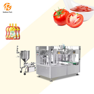 Multi-function Rotary packaging Stand up bag liquid chili sauce ketchup tomato paste nozzle pouch packing machine