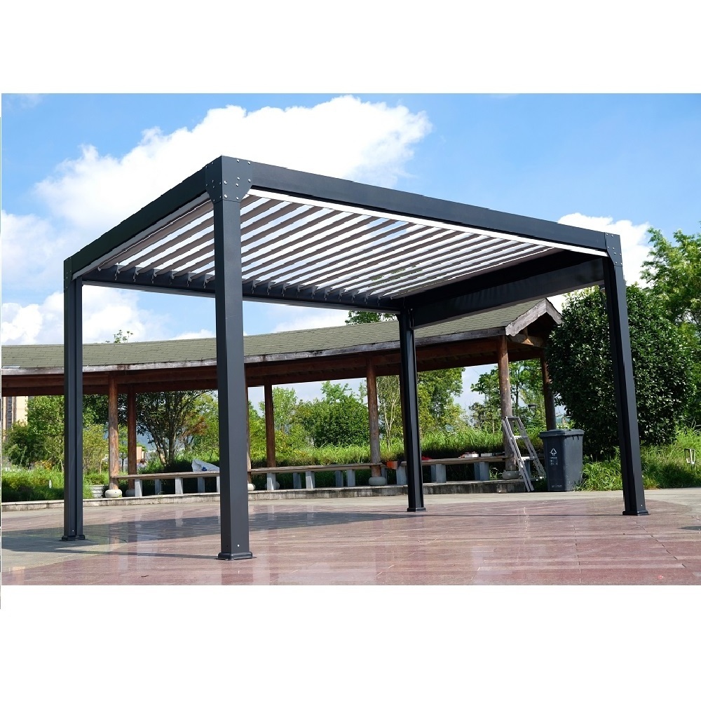 Waterproof Louver Roof System Kits Electric Gazebo Garden Bioclimatic Outdoor Aluminium Pergola