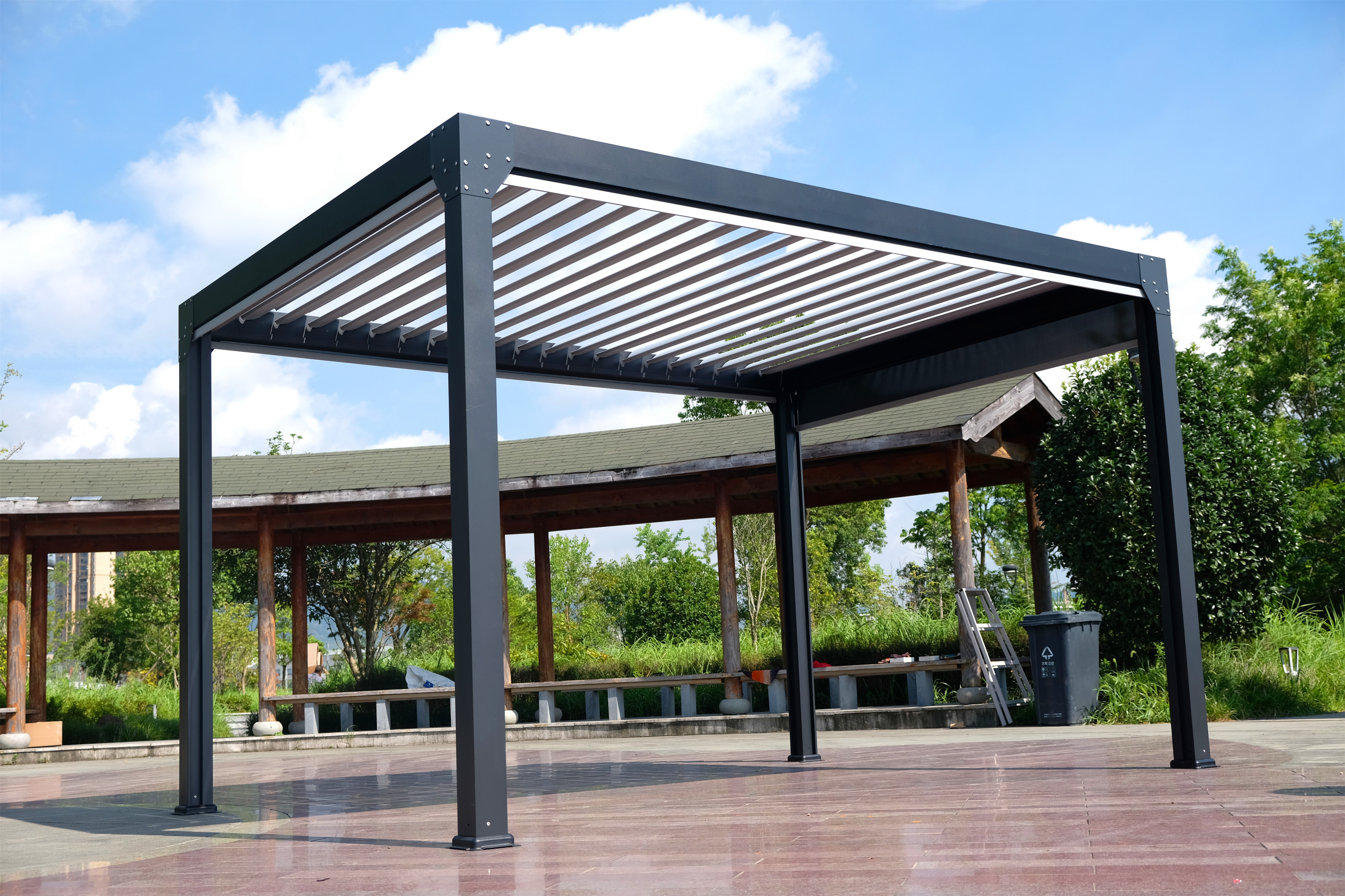 Waterproof Louver Roof System Kits Electric Gazebo Garden Bioclimatic Outdoor Aluminium Pergola