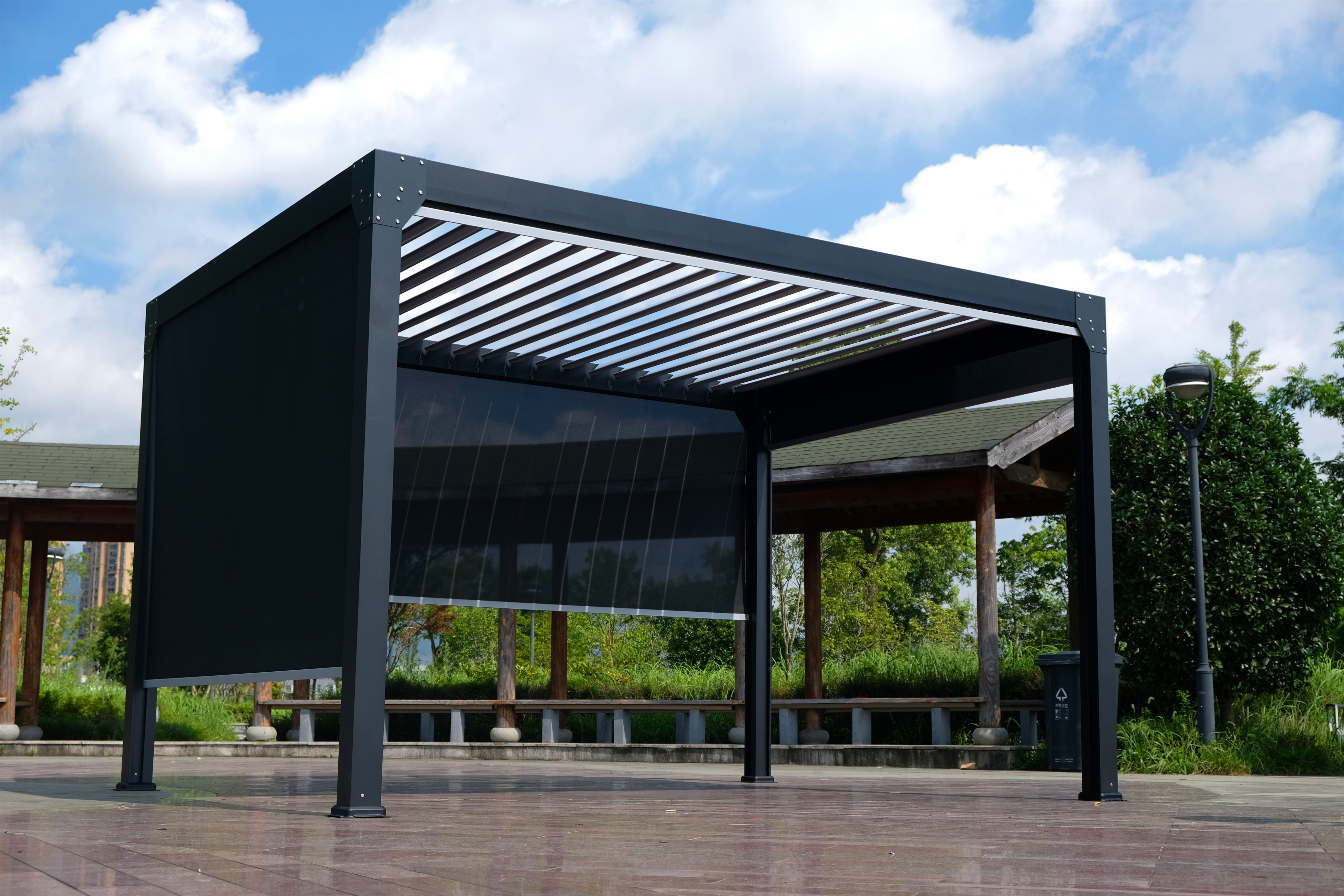 Waterproof Louver Roof System Kits Electric Gazebo Garden Bioclimatic Outdoor Aluminium Pergola