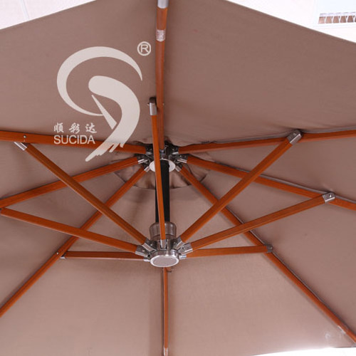 Deluxe High Strength Imported Wooden Materials Garden Cantilever Umbrella