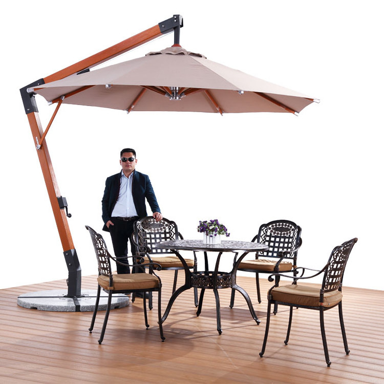 Deluxe High Strength Imported Wooden Materials Garden Cantilever Umbrella