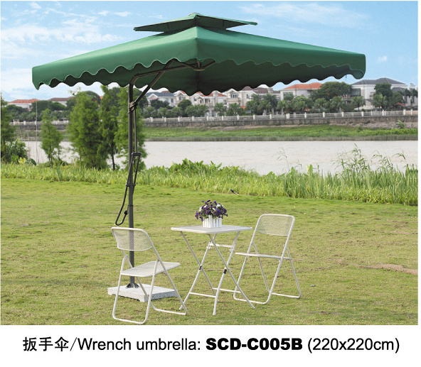 Balcony Patio Outdoor Sunshade Double Roof Side Pole Portable Garden Umbrella