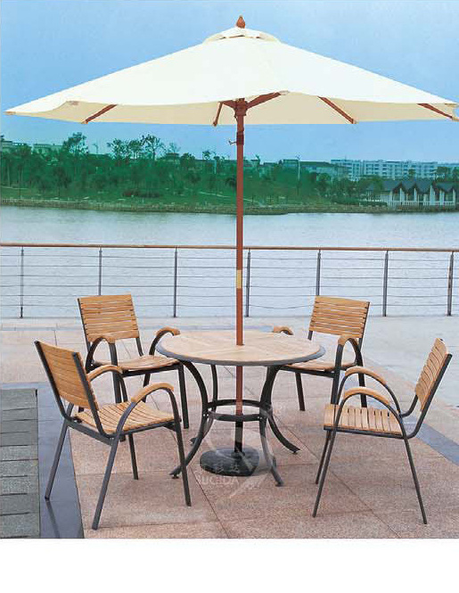 Big Garden Wooden Parasol Solar Beach Bamboo Umbrella