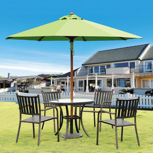 Big Garden Wooden Parasol Solar Beach Bamboo Umbrella