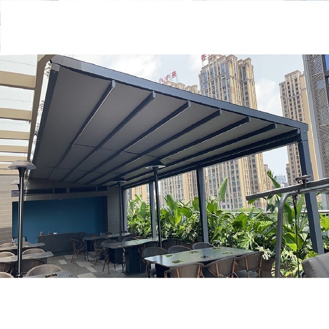 Customized size pergola accessories Waterproof Electric Retractable PVC aluminum parts pergola spare parts for pergola