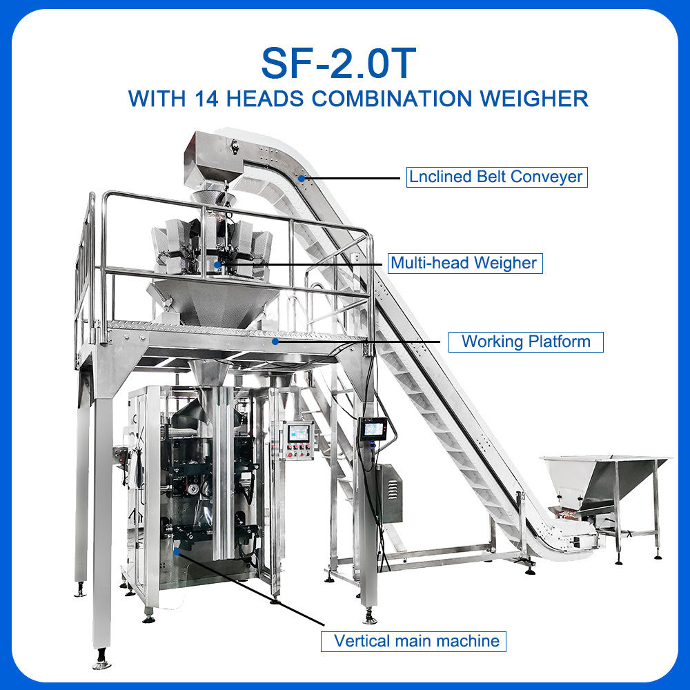 Automatic vffs multihead weigher gummy packaging machine weighing small candy packing machine