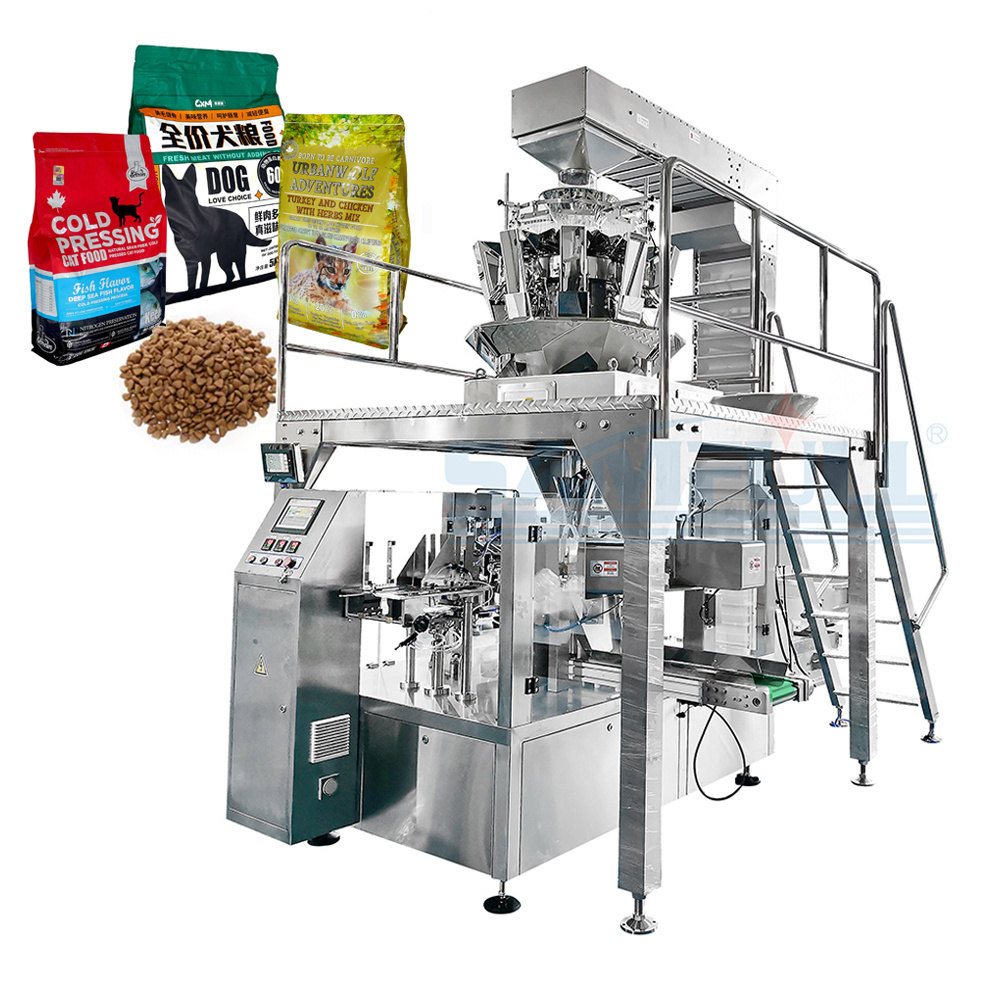 Automatic rotary bag doypack pouch dry pet food packing machine premade bag dog food pack machine