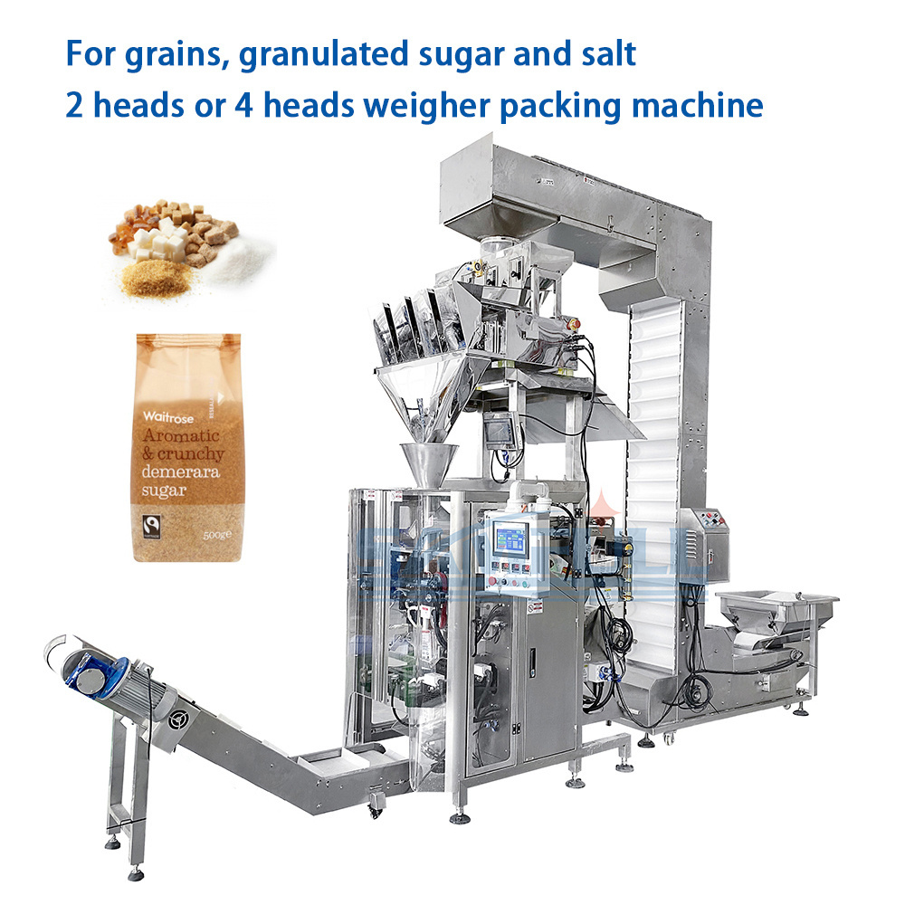 Automatic vertical salt bagging machine packaging rice grain bean cereal bag filling machine pouch 1kg 5kg rice packing machine