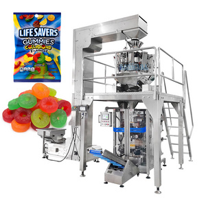 Automatic vffs multihead weigher gummy packaging machine weighing small candy packing machine