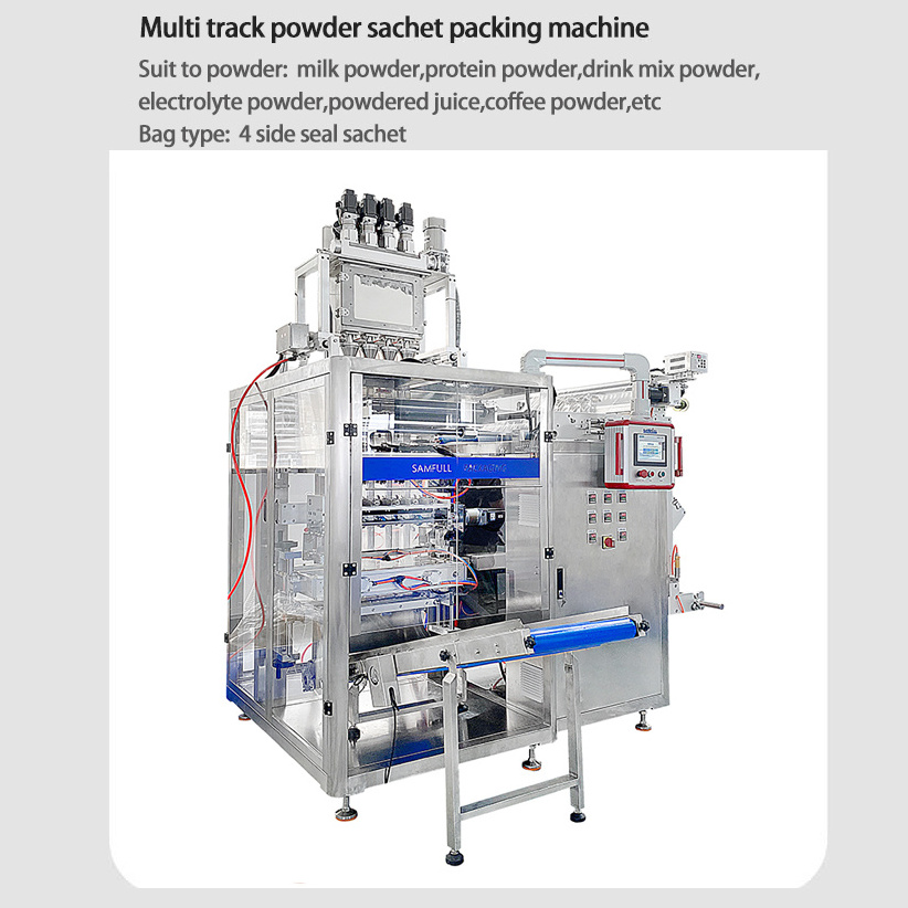 Automatic 4 side seal sachet packing machine for protein powder multi lane packing bagging machine for drink fruit powder