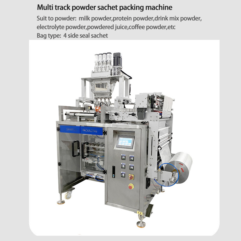 Automatic multi lane powder stick sachet packing machine 2 line sugar coffee stick packing 3 in 1 coffee stick packing machine