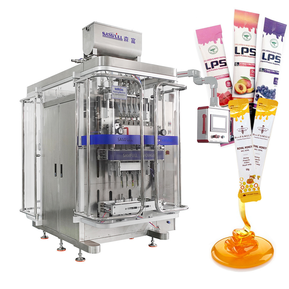 Automatic VFFS Multi Lane Sachet Liquid Ketchup Sauce  Filling Packing Machine Vertical Honey Fruit Jelly Stick Packing Machine