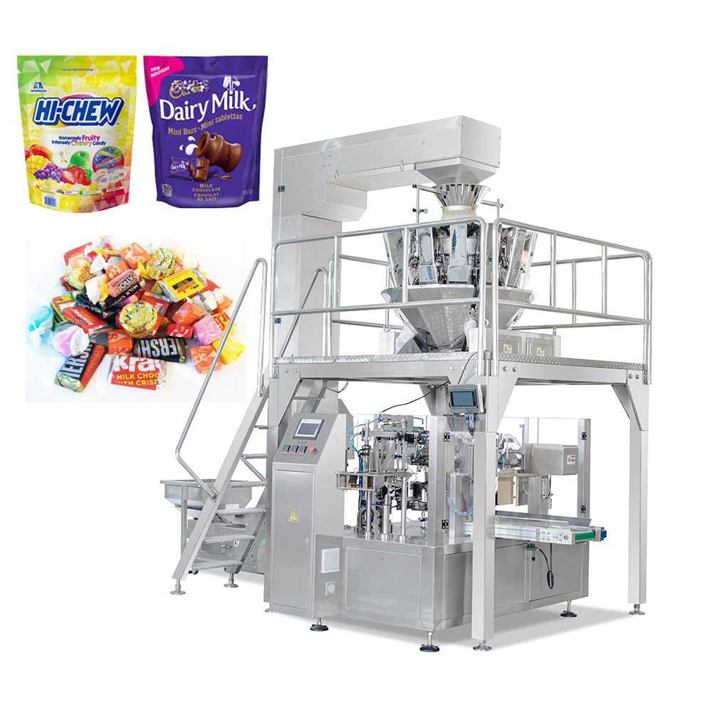 Automatic doypack bag chocolate bean candy bar packing machine gummy mixed candy chocolate packing machine