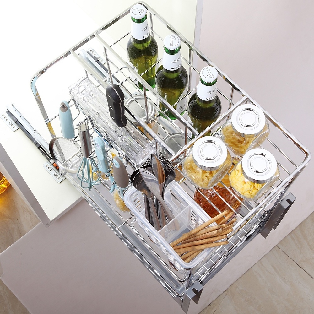 Pull-out kitchen wire basket drawer