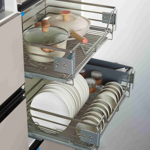 HAUSEARL Nano Kitchen Organizer Cabinet Systems Chrome Wire Pull-out Basket Iron Kitchen Pantry