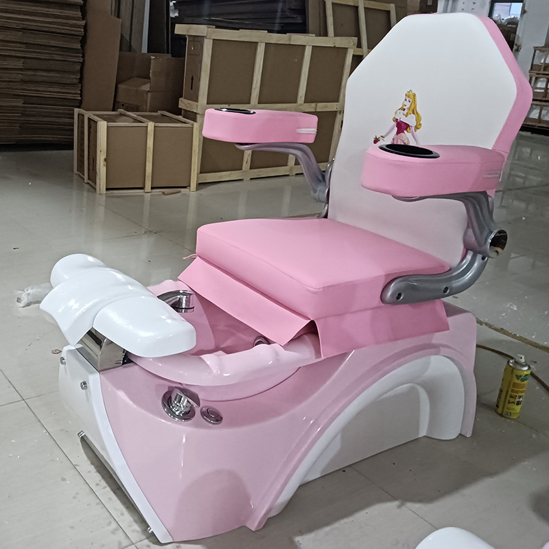 Hot Pink Kids Foot Spa Chair Nail Salon Butterfly Kids Spa Pedicure Chair With Jet