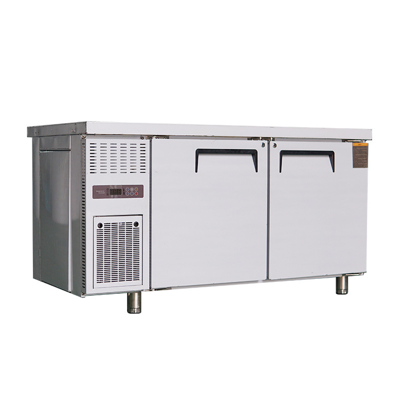 Factory Price Commercial Kitchen Refrigeration Equipment 2 Door Under Counter Bar Fridge Stainless Steel Refrigerator Freezers