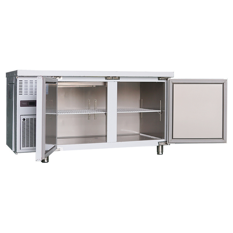 Factory Price Commercial Kitchen Refrigeration Equipment 2 Door Under Counter Bar Fridge Stainless Steel Refrigerator Freezers