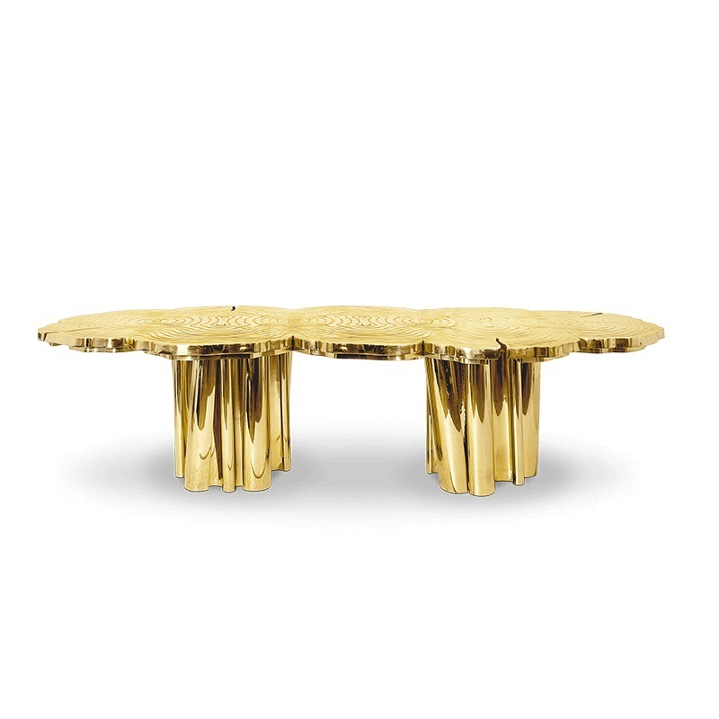 Italian tree trunk design stainless steel mirror gold modern dining tables