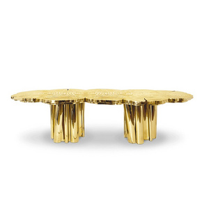 Italian tree trunk design stainless steel mirror gold modern dining tables