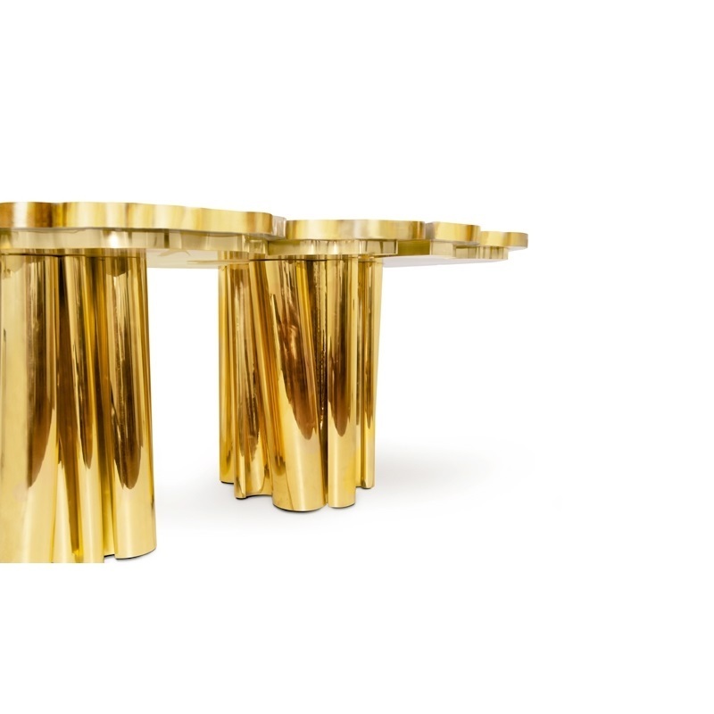 Italian tree trunk design stainless steel mirror gold modern dining tables