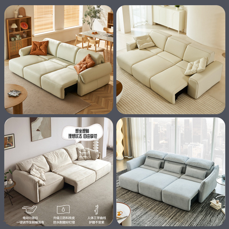 Foshan electric functional sofa bed living room retractable functional cream sofa B & B elephant ear electric sofa