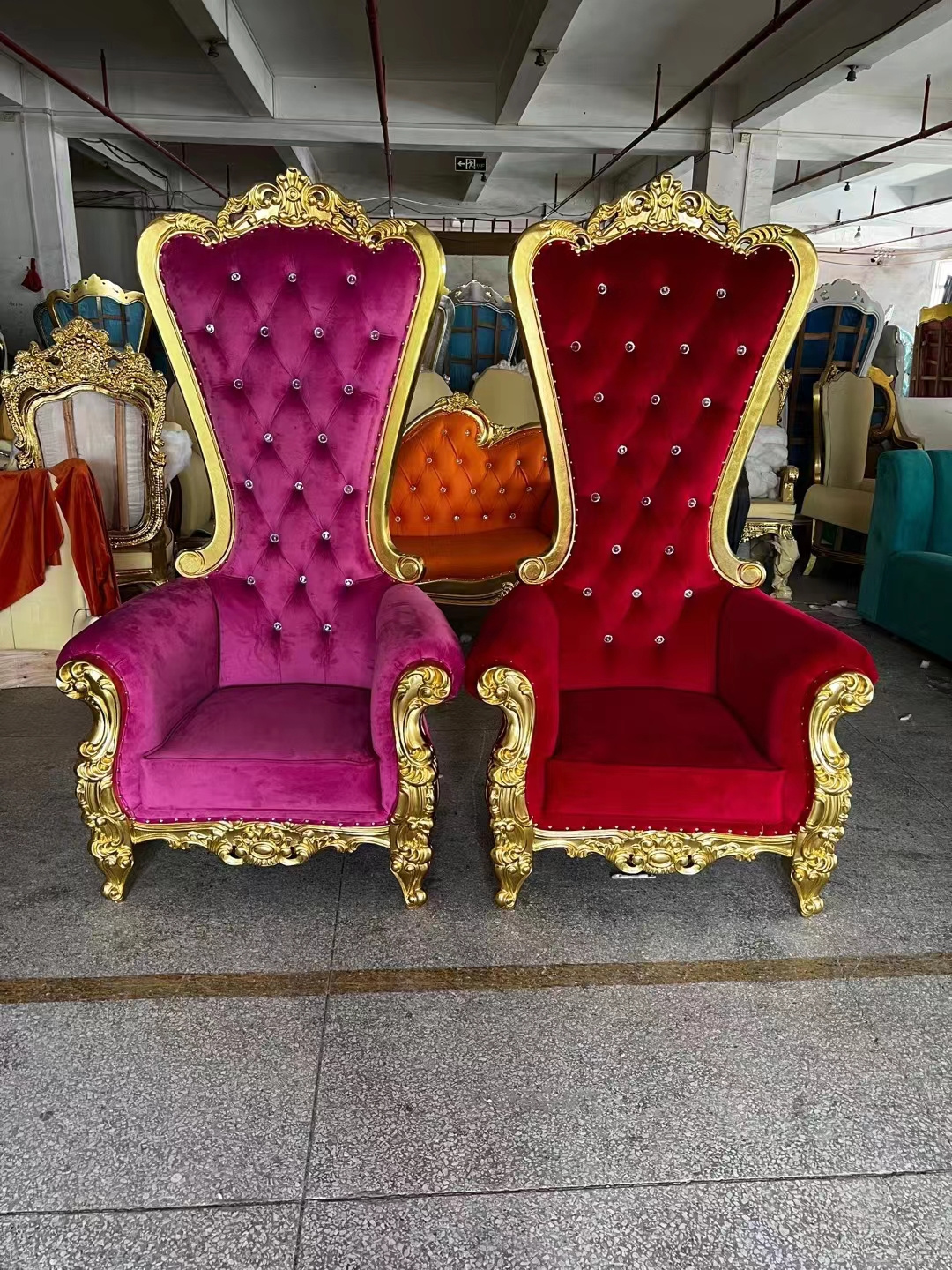 Hot Sale King Throne Chairs Fabric High Back Royal Luxury Wedding Chair