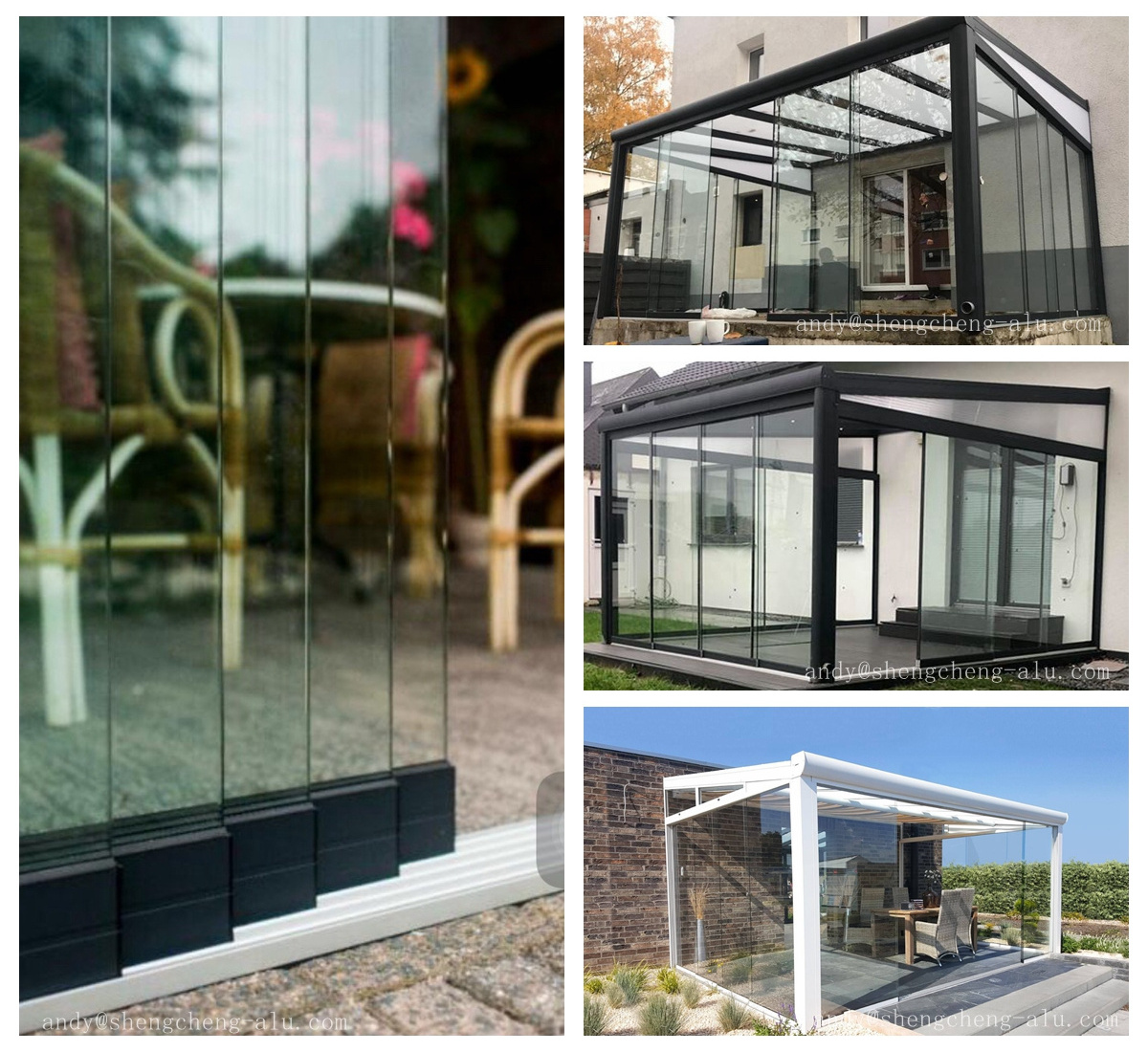 Customized Roof Frame Aluminium Glass Veranda Sunroom Glass Conservatory Green House For Sale