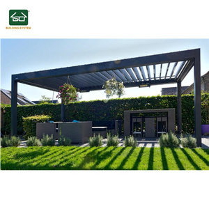 Modern Bioclimatic Pergola Aluminum Gazebo retractable roof pergola system Outdoor Waterproof Pergola Aluminum With Blinds