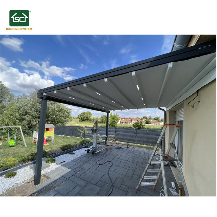 Outdoor Opening Gazebo Automatic PVC Pergola Retractable Roof Systems Metal Folding Roof