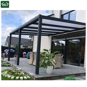 Glass Roof Pergola 3x3 Waterproof Garden Aluminium Gazebo Outdoor With Led