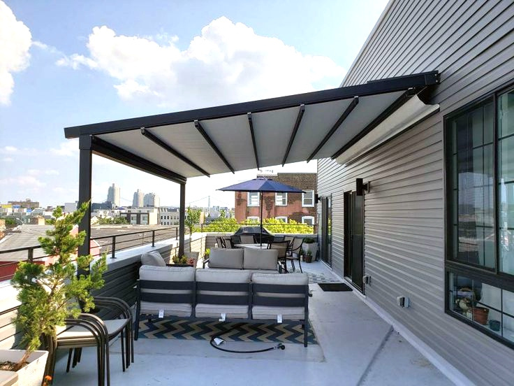 Install Easily Outdoor Aluminum Folding Retractable Pergola Motorized Awning Retractable Canopy Roof