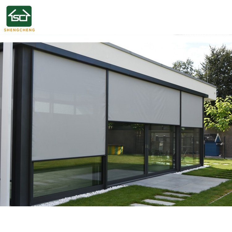 Aluminium Roller Shades Outdoor Rainproof Motorized Zipped Screens for Roller blind