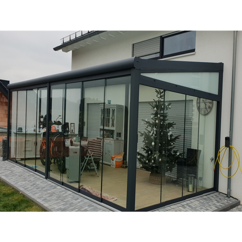 Netherlands Hot Sale Sun House with Sliding Open Style Aluminum Wintergarten Glass Roof for Outdoor Wood Steel Frame Sunroom