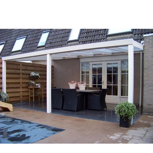 Outdoor Wall Mounted Glass Roof Gazebo with Sliding Doors