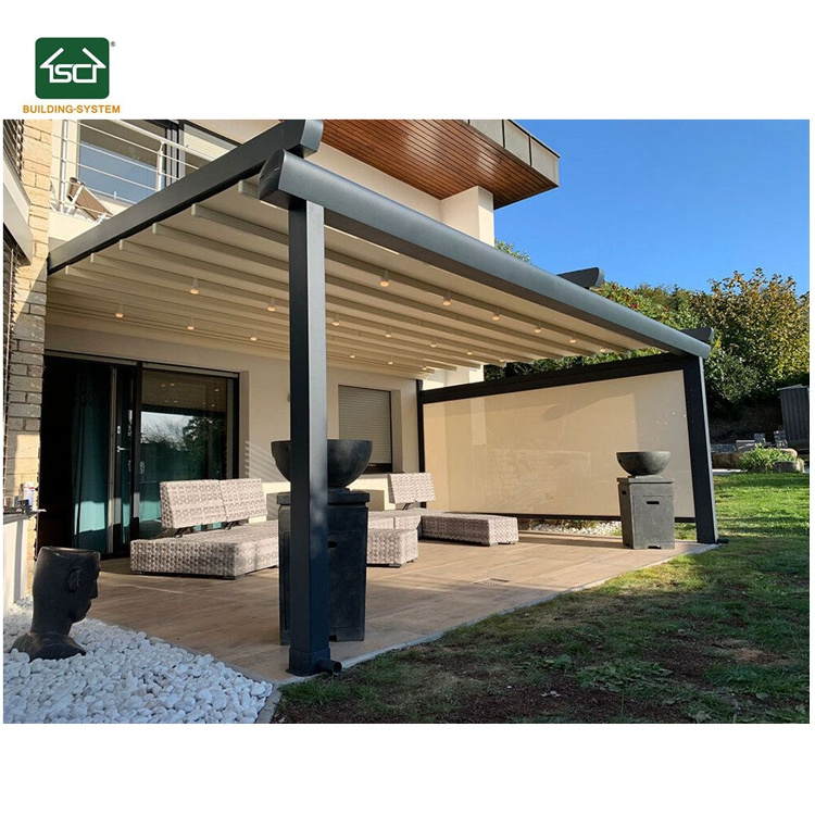 Custom Modern Shade Waterproof Folding Roof PVC Retractable Roof System Pergola Terrace Cover Aluminum Pergolas Roof