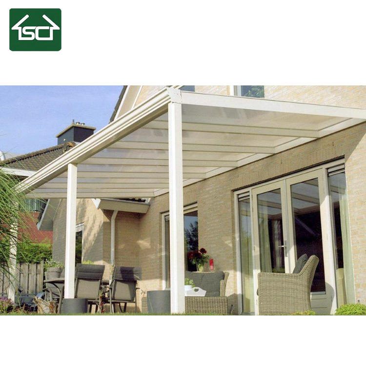 Outdoor Wall Mounted Glass Roof Gazebo with Sliding Doors