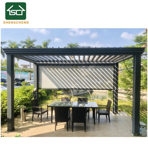 Retractable Solar Privacy Screen Windproof Outdoor Metal PVC Blinds with Remote Control Zip Model and Sun Pattern