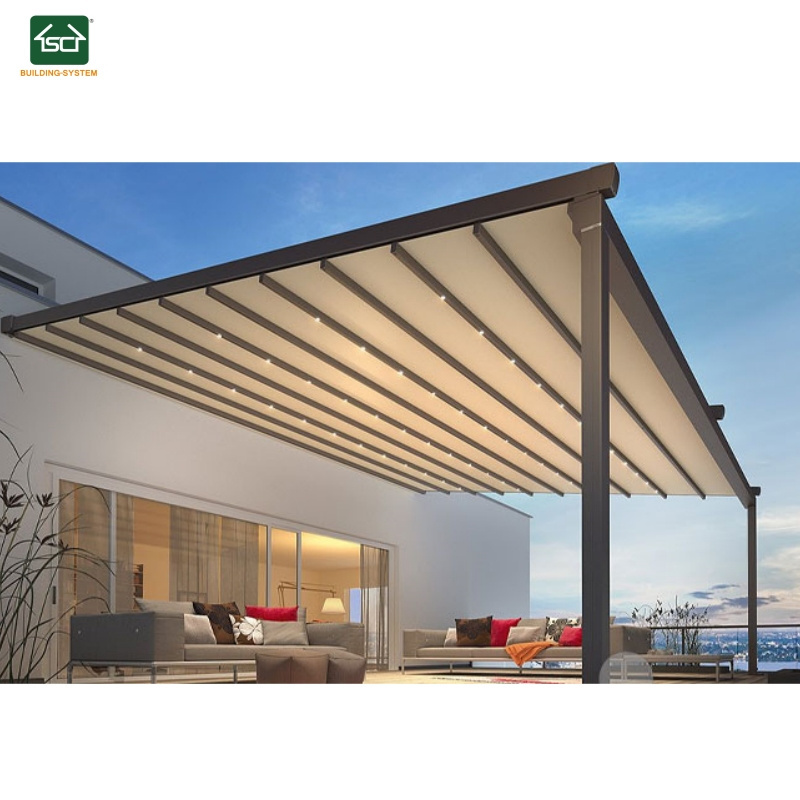 Conservatory Modern Design Retractable Awning Pergola Folding Roof All Season pvc Roof