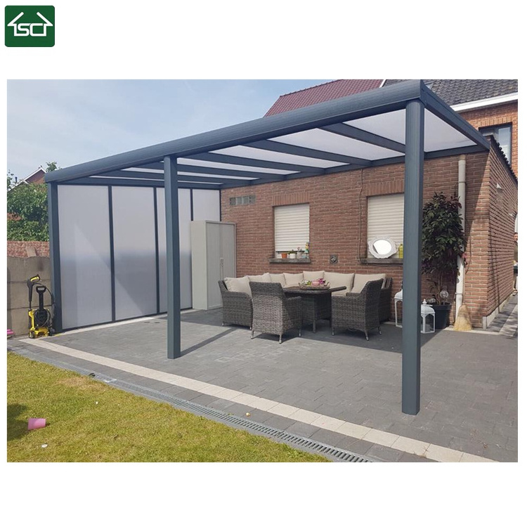 Glass Roof Pergola 3x3 Waterproof Garden Aluminium Gazebo Outdoor With Led