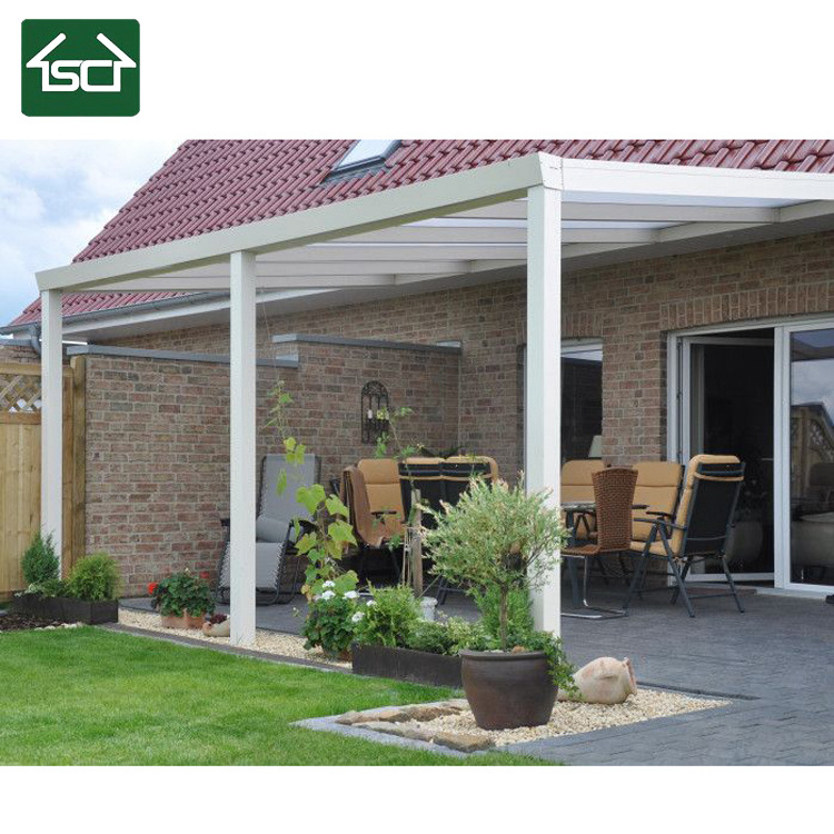 Outdoor Wall Mounted Glass Roof Gazebo with Sliding Doors