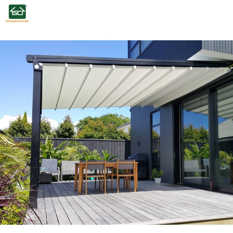 Conservatory Modern Design Retractable Awning Pergola Folding Roof All Season pvc Roof