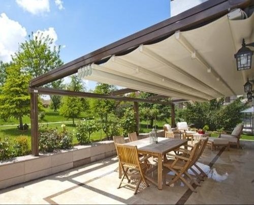 Outdoor Waterproof PVC Retractable Roof Pergola Folding Roof Awning