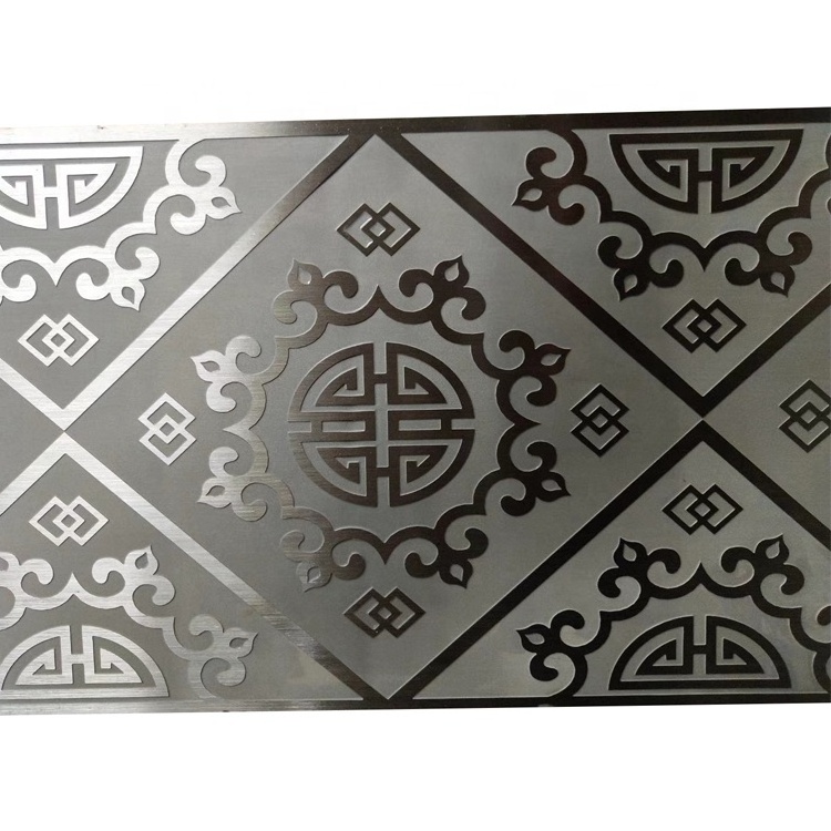 Shengdian Stainless Steel Etching Wood Pattern Sheet 3D Etched Kitchen Table Inox 430 Stainless Steel For Elevator Decoration