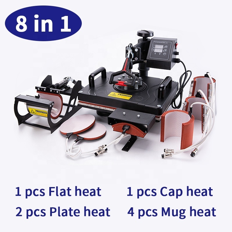 12 x 15 Sublimation Combo Transfer Printing 8 IN 1 multi-function Heat Press Machine 29x38 T-shirt Mug Hat Heat Press Machine