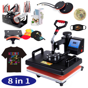 8 in 1 Combo impresora de transferencia Heat Press tshirt Printing Machine